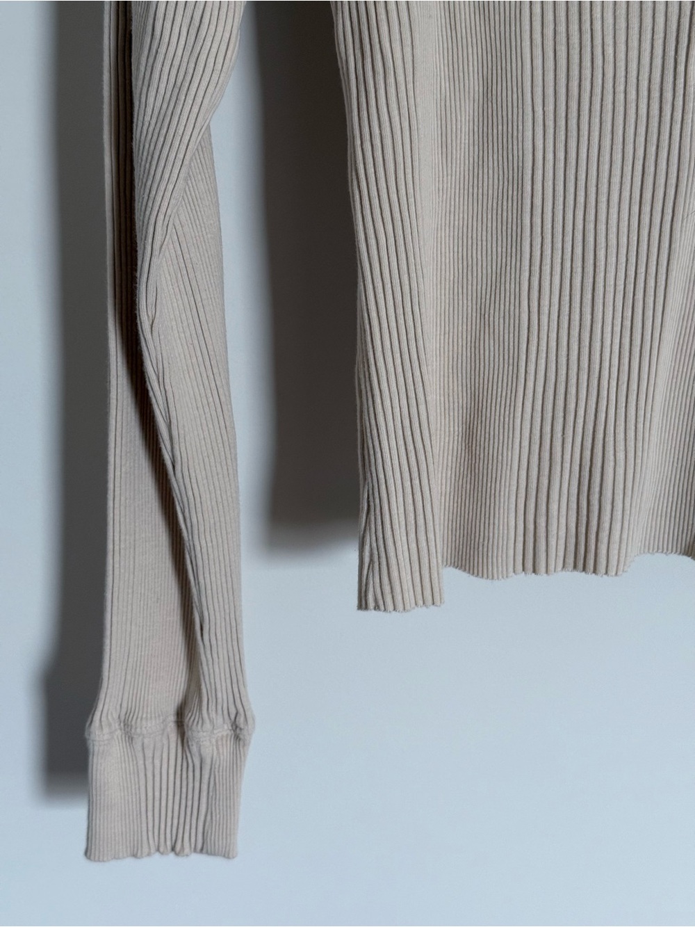 Aerie Road Trip Ribbed Knit Henley Long Sleeve Top Cappuccino Tan Large - Picture 6 of 11